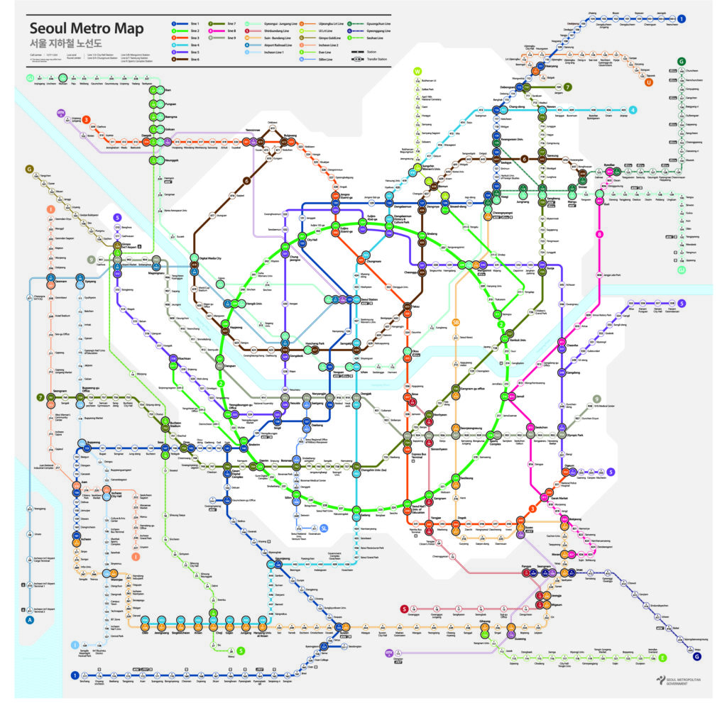 Seoul Subway Map showing various lines and stations for easy navigation