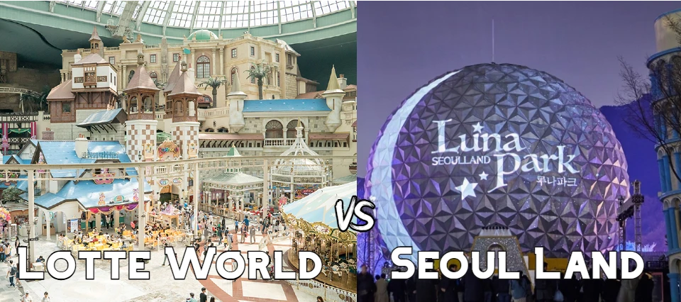Overview of Lotte World and Seoul Land theme parks in Seoul
