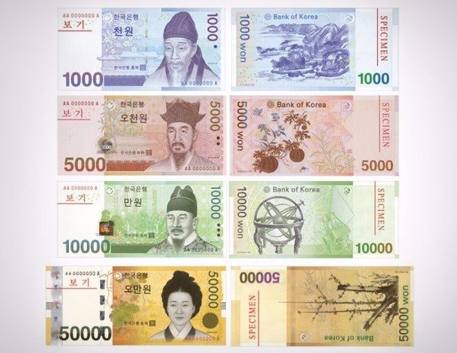 Korean Won banknotes for cash payments