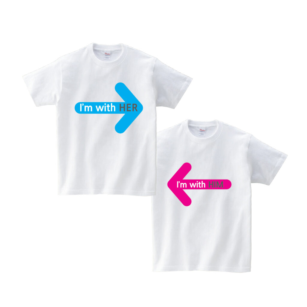 A stylish Korean couple modeling matching t-shirts and casual wear, embodying the couple look trend