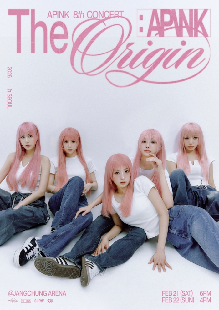 Apink members in pink hair for 'The Origin' concert poster