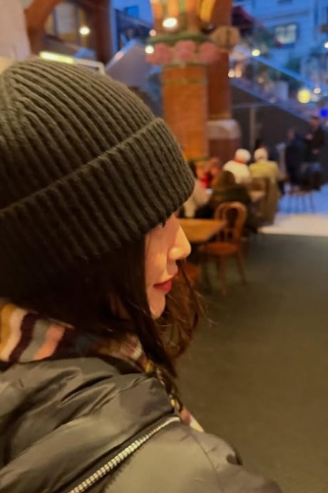 Close-up of the pink Louis Vuitton Nano LV Biker bag