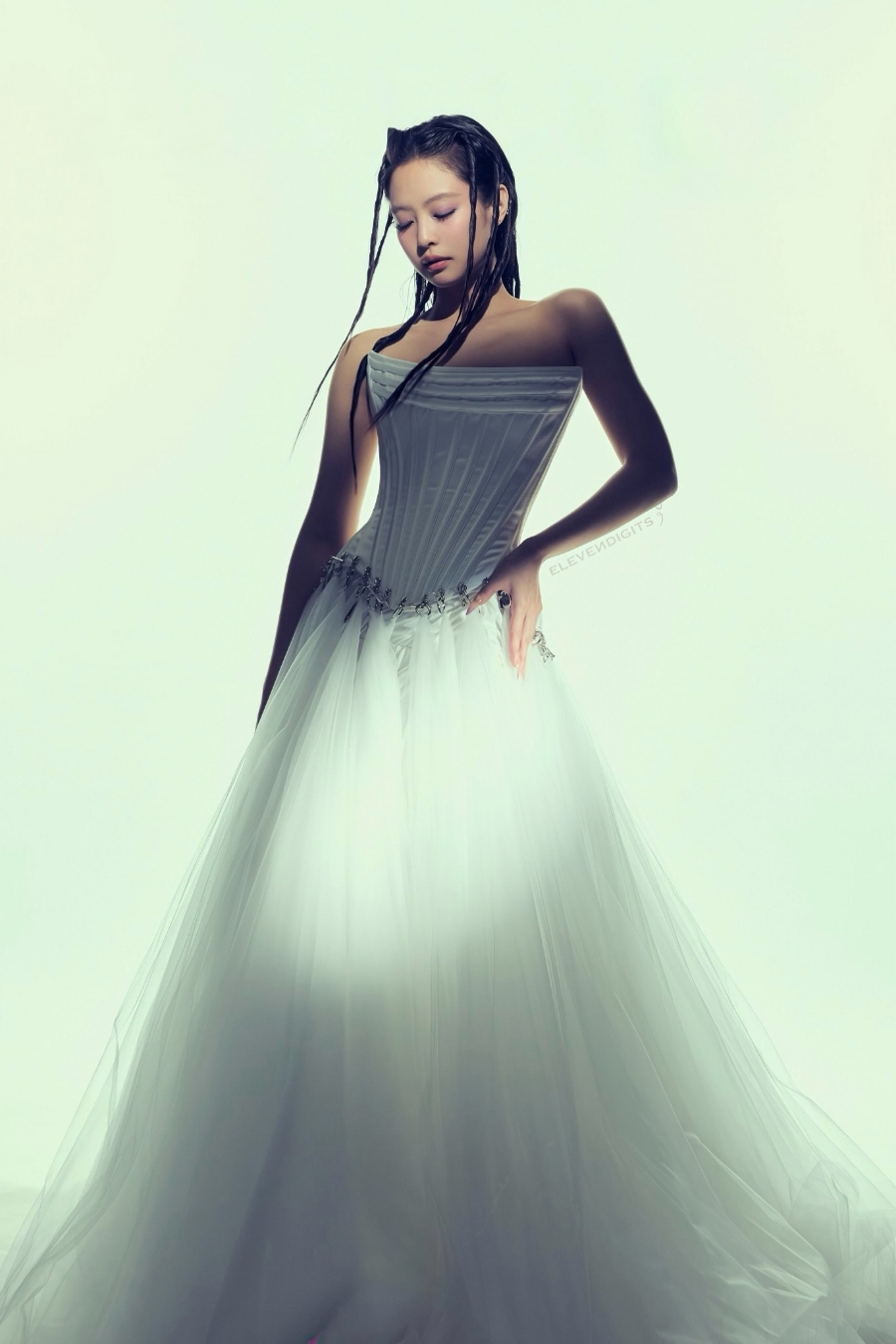 Close-up of BLACKPINK member's intricate dress details