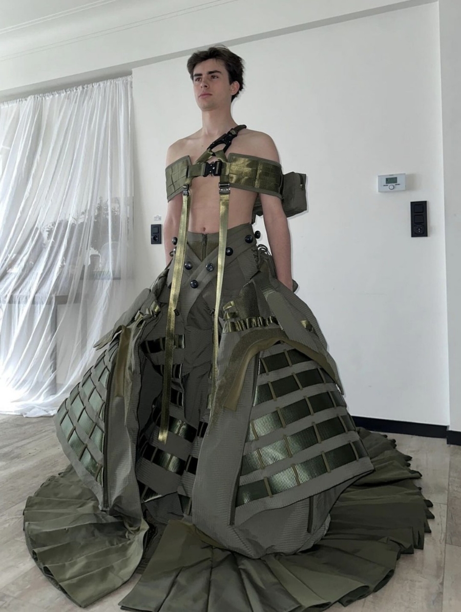 Fashion spread showcasing avant-garde bridal wear